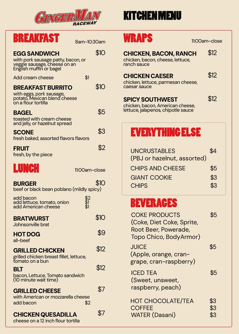Kitchen Menu
